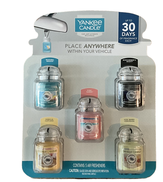 C3 - Yankee Candle 5 Pack  Bahama Breeze, Pink Sands, Midsummers Night, Vanilla CupCake, Iced Berry Lemonade